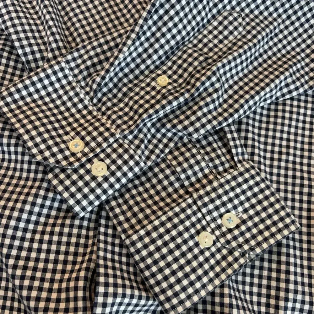 Banana Republic Grant Fit Shirt Mens Slim XL Blue Micro Gingham Non Iron Cotton